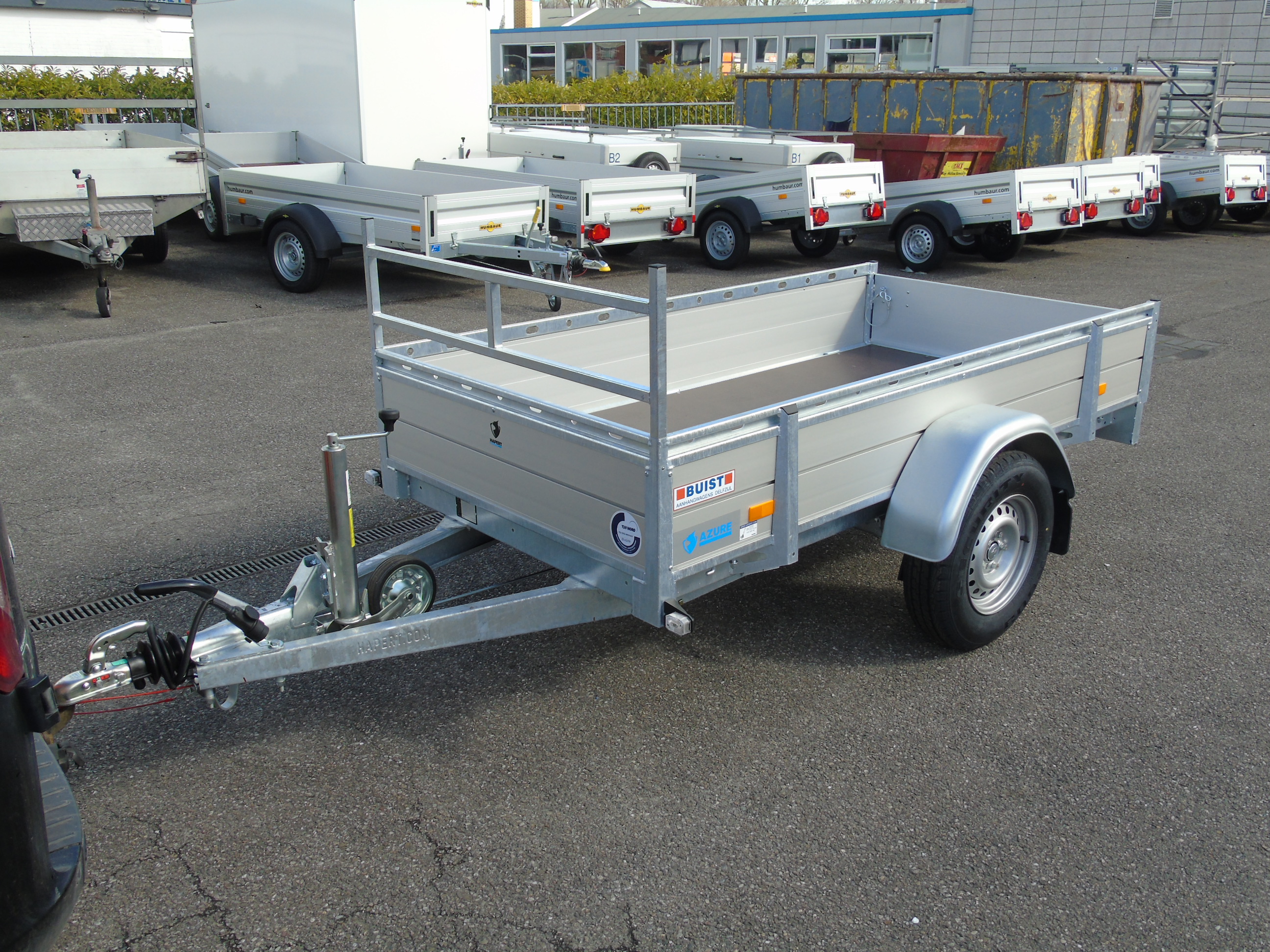 Voorraad aanhangwagen Hapert Azure L-1 Aluminium 250 x 130 cm 1350 kg enkelasser bakwagen